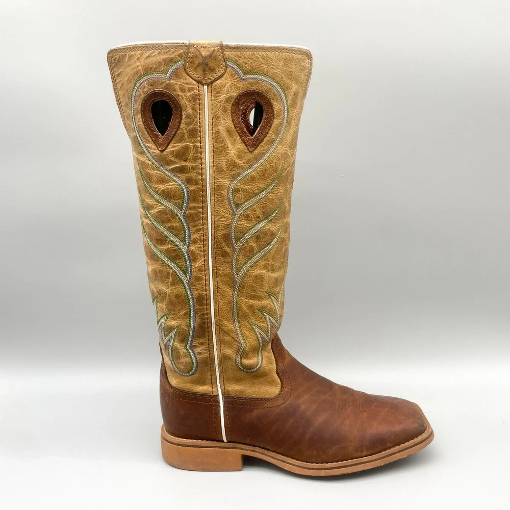 Twisted X Kids Buckaroo Western Boots Brown Tan Leather YBK0007 Size 3.5M